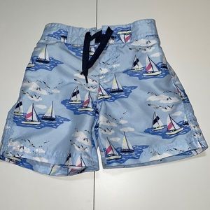 Janie and Jack Baby Boys Sailboat Print Swim Trunks - 6-12 Months